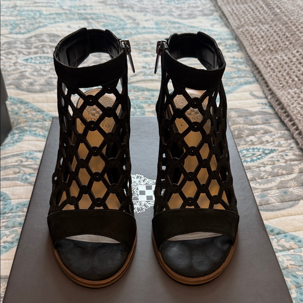 Vince Camuto Black Caged Heeled Sandals